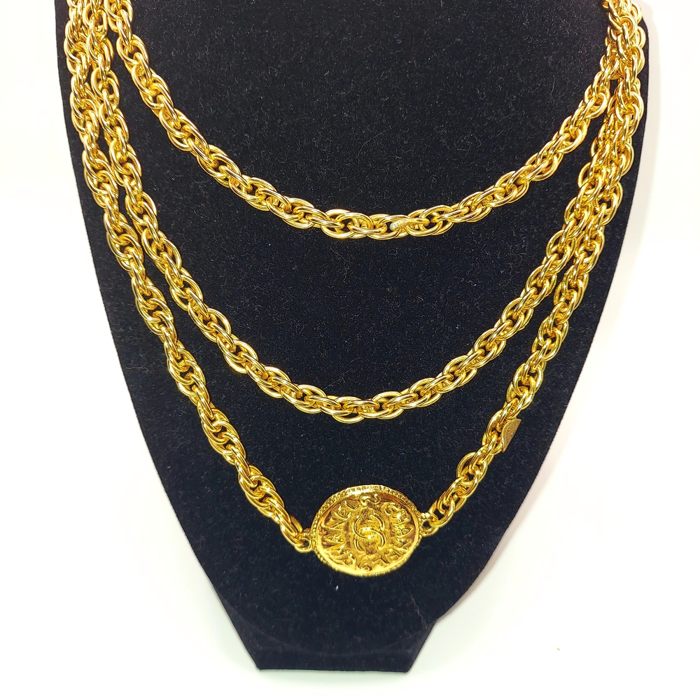CHANEL Long Gold CC Medallion Necklace EVC!😍